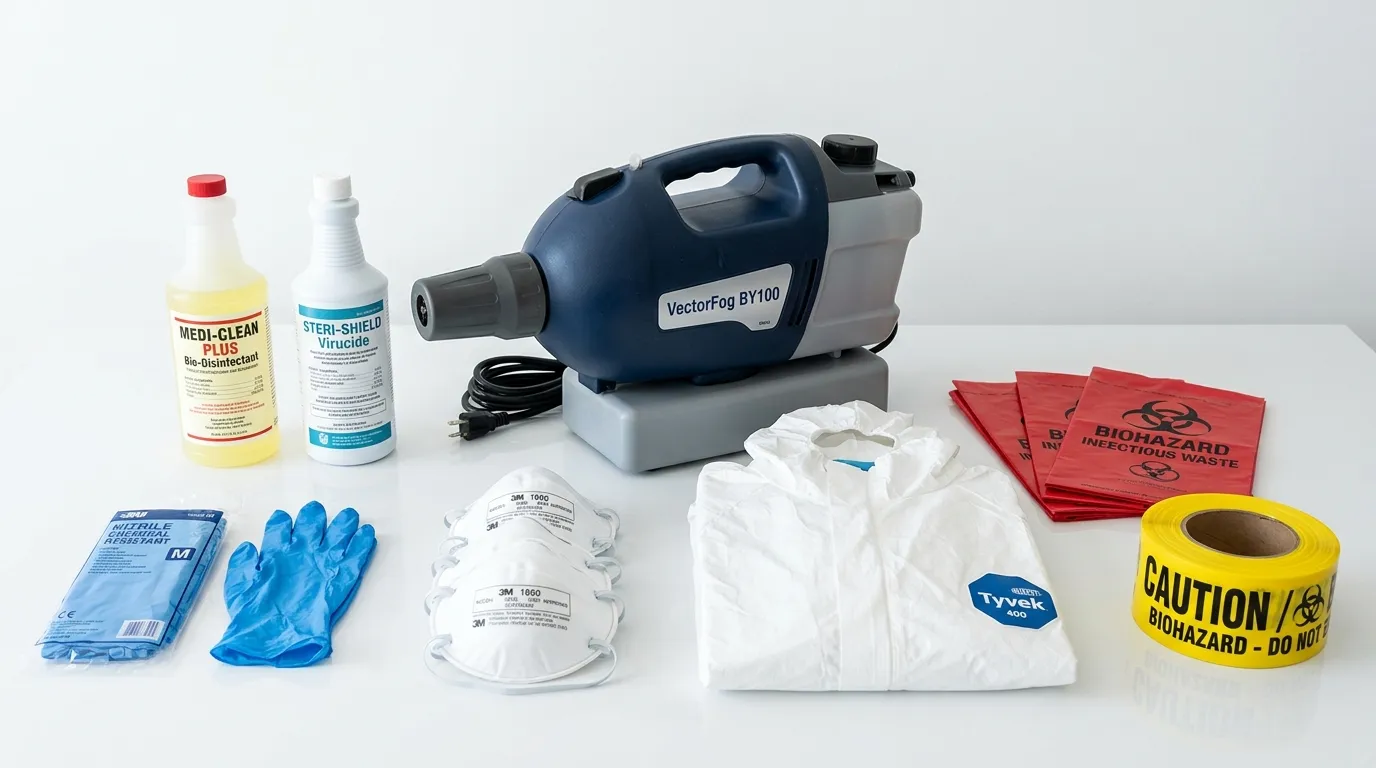 Professional biohazard remediation crew working in Posen