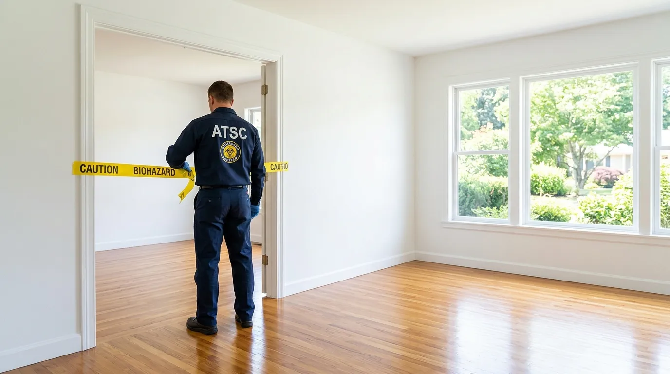 Certified biohazard cleanup crew performing Trauma Scene Cleanup in Posen